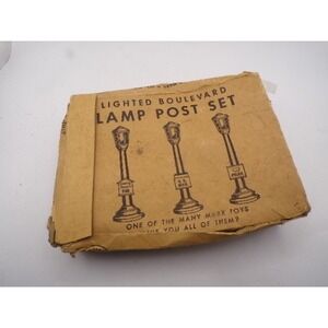Vintage Marx Toys Lighted Boulevard Lamp Post Set 3 Piece O Scale Original‎ Box